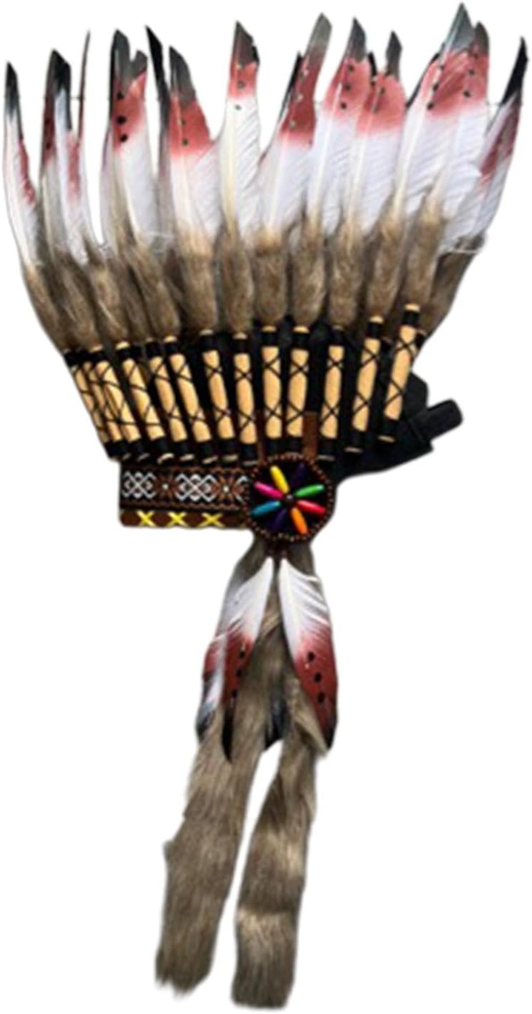 [Hellery] 人工羽根で作られたインドの頭飾り、インドの帽子、贈り物