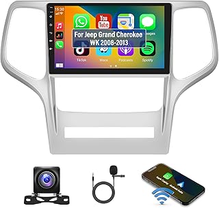 2+32G Android 13 Car Stereo for Jeep Grand Cherokee WK 2008-2013 with Wireless Apple Carplay Android Auto,9'' HD Touchscreen Car Radio with WiFi,GPS Navigation,Bluetooth,FM/RDS,SWC,HiFi+Backup Camera