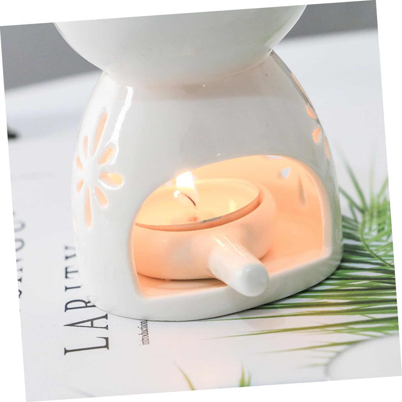 Brûleur D'aromathérapie à Bougie 2 Pièces en Céramique Blanc