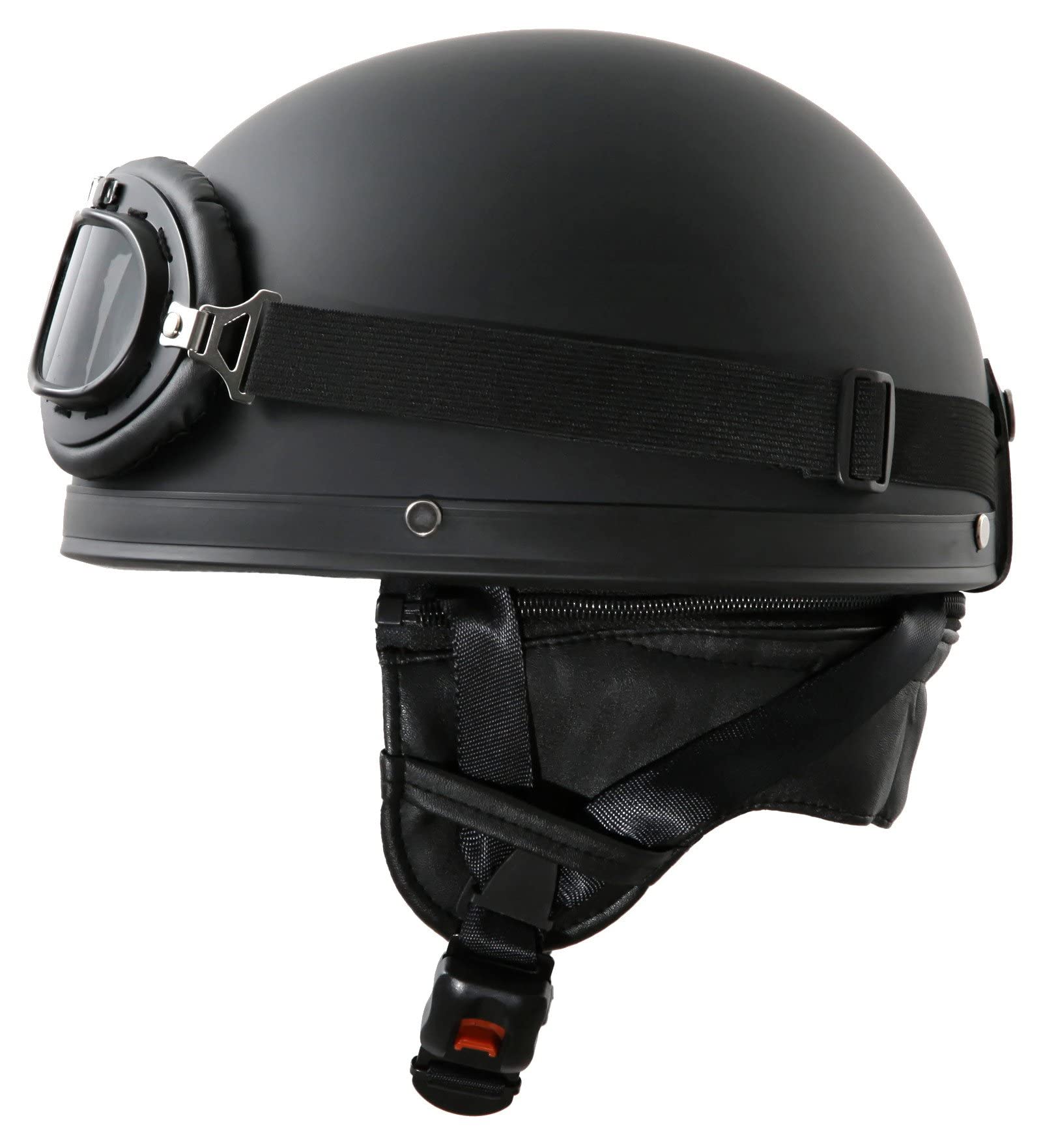 Oldtimer Motorradhelm in Schwarz matt mit Brille Größe M 57 bis 58cm