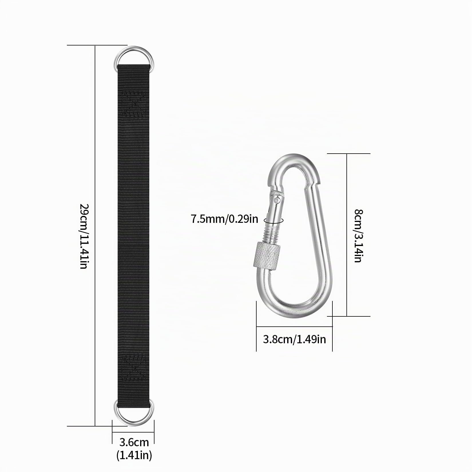 Kit de Fijación para Hamaca de 2 Piezas,Correas de Árbol para Columpio, Conjunto de Fijación de Silla Colgante con Mosquetones y Anillos en D, Correas para Hamaca para Columpios de Interior y Exterior