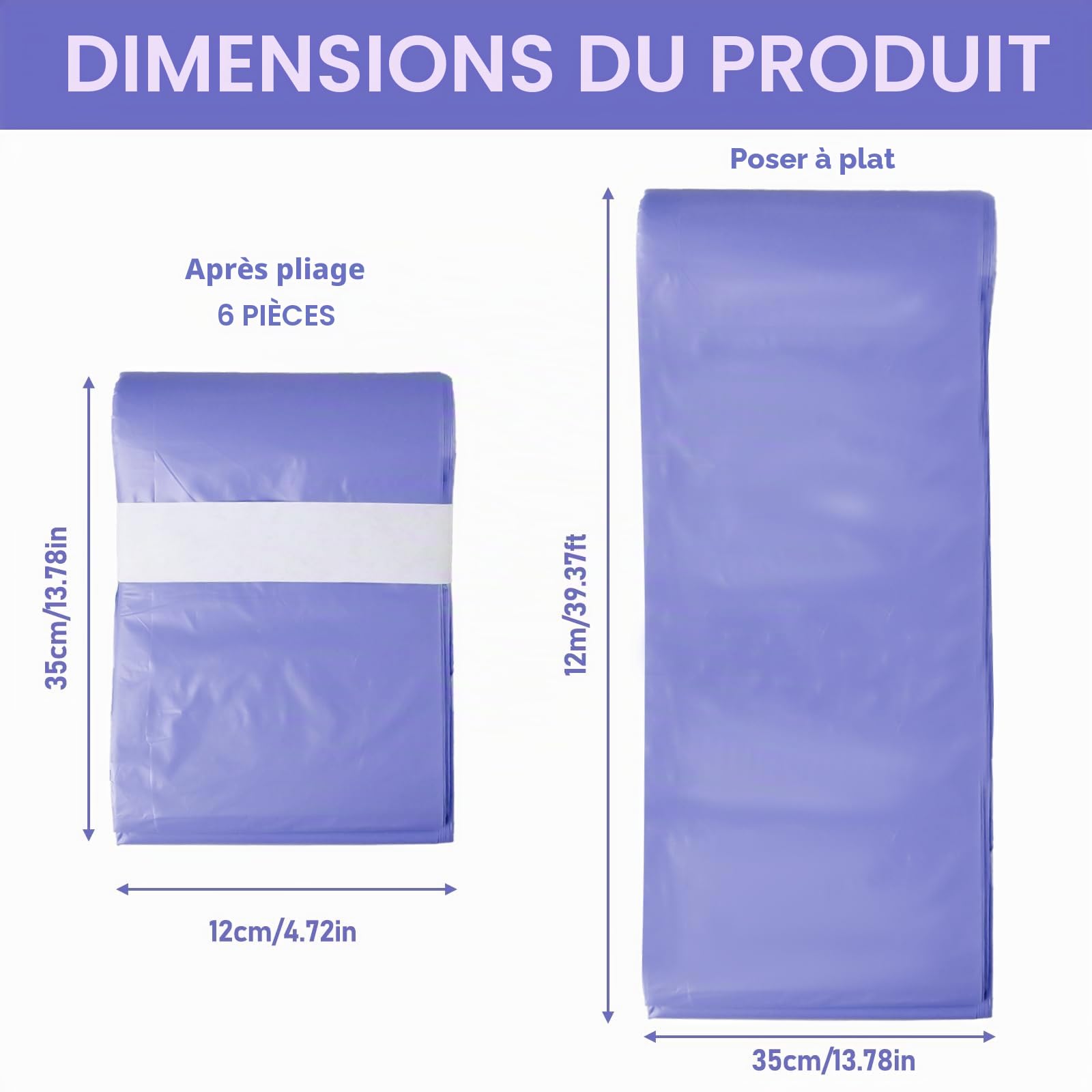 Lot de 6 recharges pour poubelle à couches, compatibles avec Korbell, recharge de 16 l, pour poubelle à couches, anti-odeur, violet