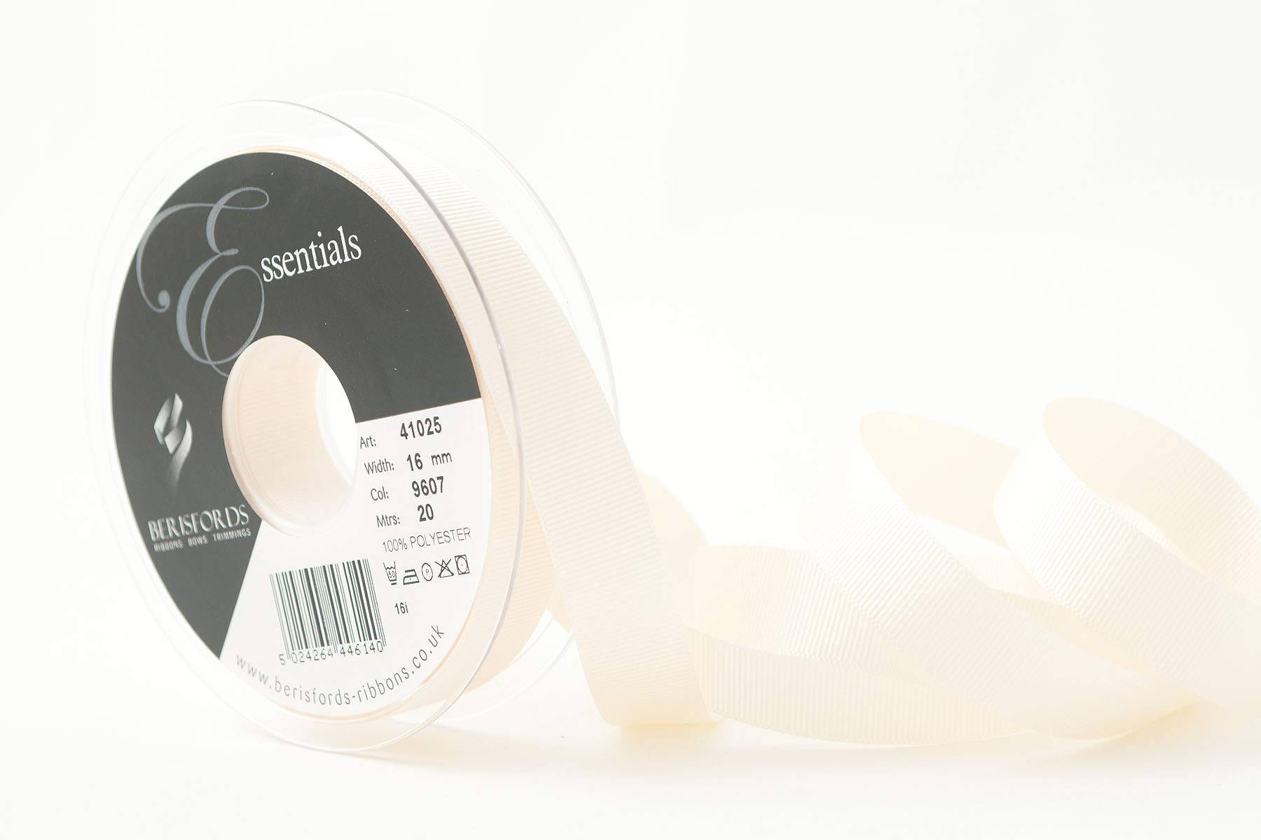Berisfords Grosgrain Ribbon, Ivory, 16 mm, 16mm