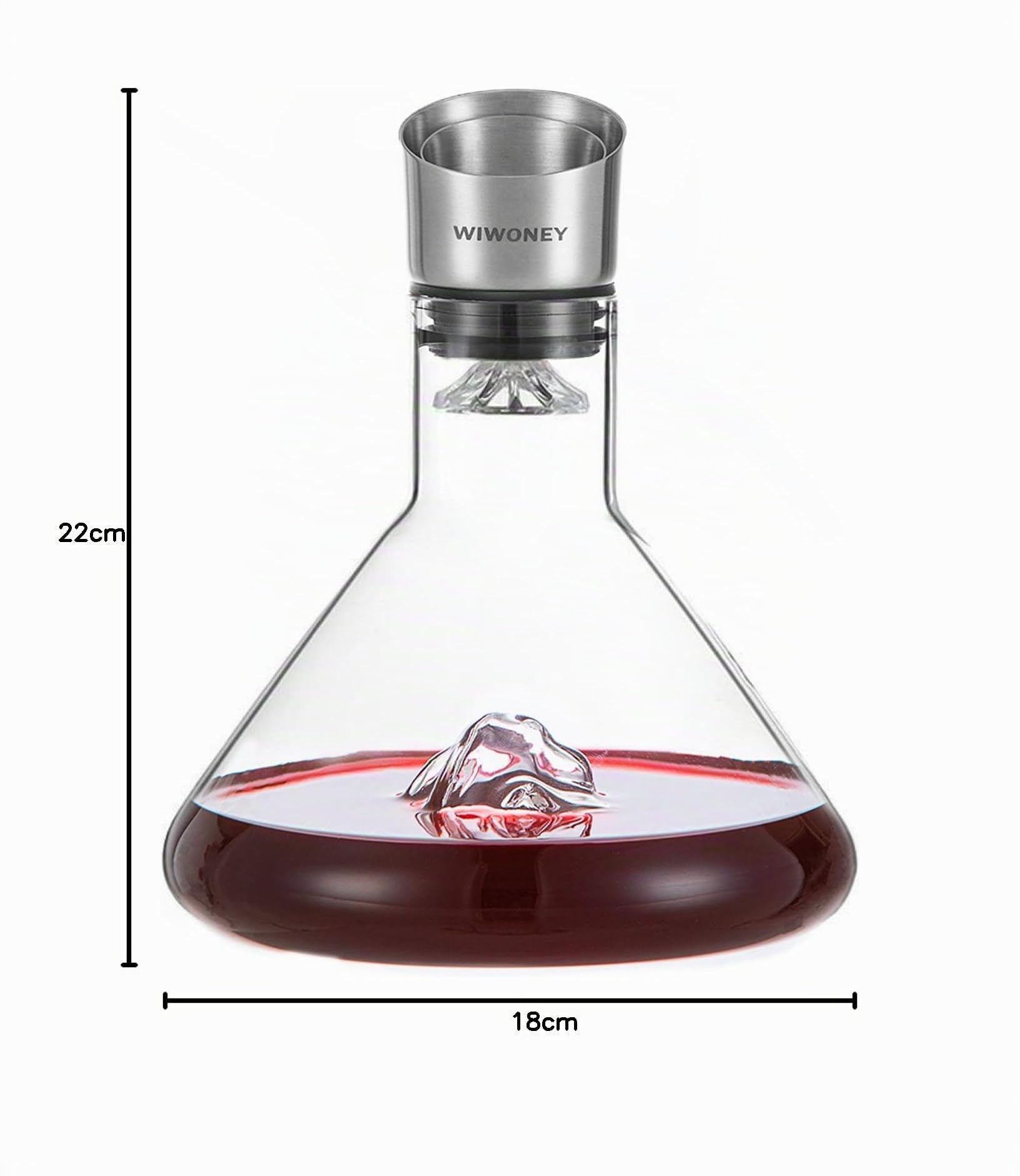 Decantador de Vino, Jarra de Vino con Aireador y Filtro, Oxigenador de Vino, Cristal 100% Sin Plomo, Regalo para vino, 1500 ml