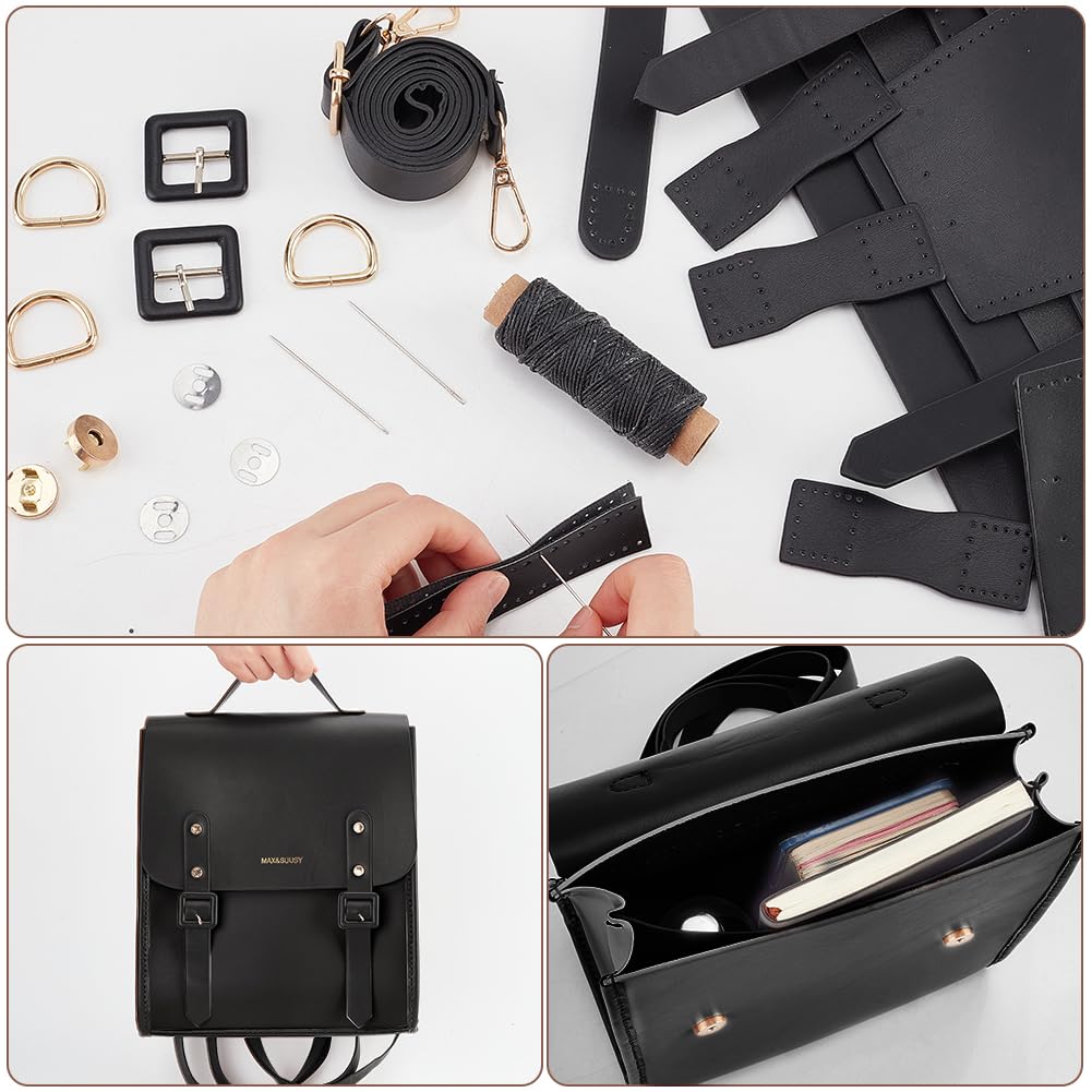 WADORN DIY Kit de Fabrication de Sac à Dos en Cuir, Sac à Livres en Cuir PU pour Femmes, Kit de Couture Artisanale, Vintage, Fait à la Main, Cadeau Personnalisé, 10.6x12.2 pouce WADORN DIY Kit de Fabrication de Sac à Dos en Cuir, Sac à Livres en Cuir PU pour Femmes, Kit de Couture Artisanale, Vintage, Fait à la Main, Cadeau Personnalisé, 10.6x12.2 pouce