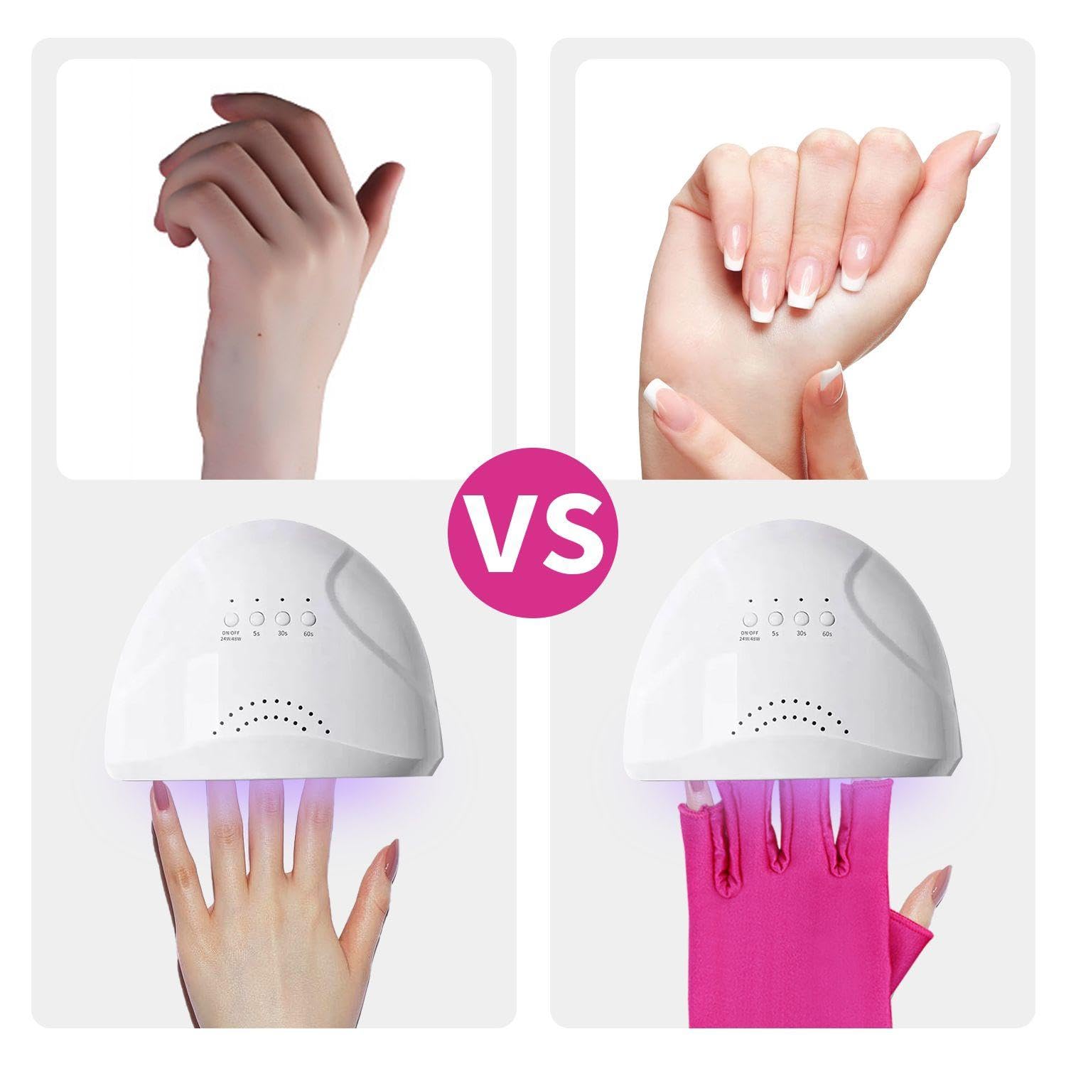 2 Pairs Of Manicure Half Finger Gloves, Uv Protection Manicure Gloves, Uv Lamp Gloves, Uv Gloves For Gel Nails, Uv Protection For Nails - Image 4