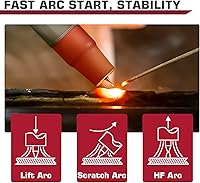 Vista 3 de ARCCAPTAIN TIG Torch with High-Frequency Ignition, WP-17 Air-cooled Argon TIG Welding Torch with 35-50mm² Plug, 13-FT Air Hose (Red) and Cable, HF