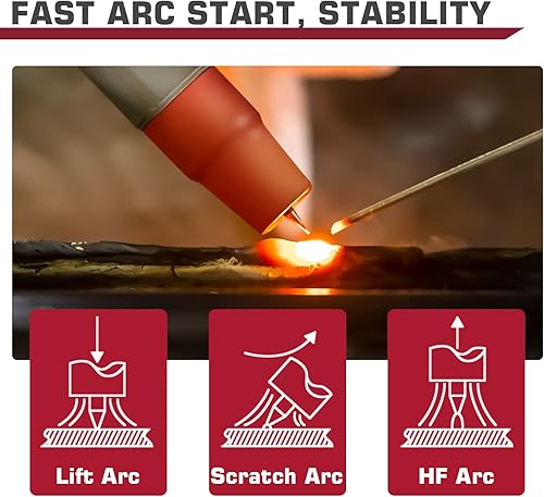 Miniatura 3 de ARCCAPTAIN Antorcha TIG con encendido de alta frecuencia, WP-17 soplete de soldadura de argón TIG refrigerado por aire con enchufe de 35-50 mm,