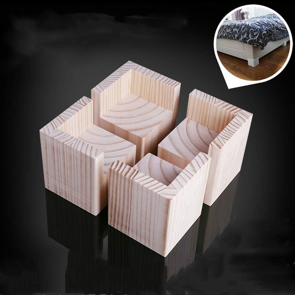 Furniture Legs Wood Home Furniture Riser Furniture Feet Lifter Bed Increase Furniture Height, Furniture Riser, Elevator for Furniture, Wooden Table Desk Bed Elevator,4 Pieces(Incre