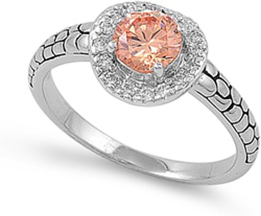 CHOOSE YOUR COLOR Sterling Silver Round Halo Ring
