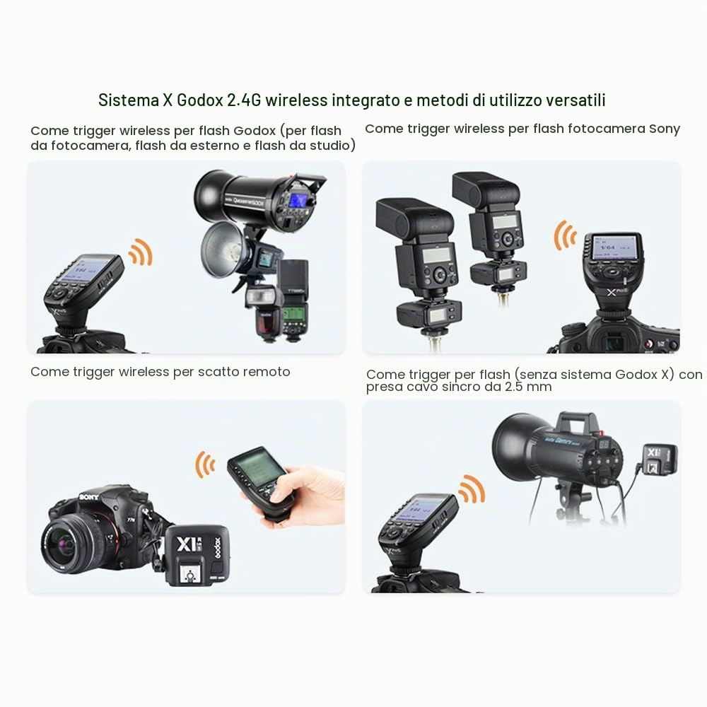 Godox XPro-S 2.4G Wireless TTL ad alta Velocità di Sincronizzazione 1/8000s Flash Trigger Trasmettitore X Sistema ad alta Velocità Trigger per Fotocamere Sony