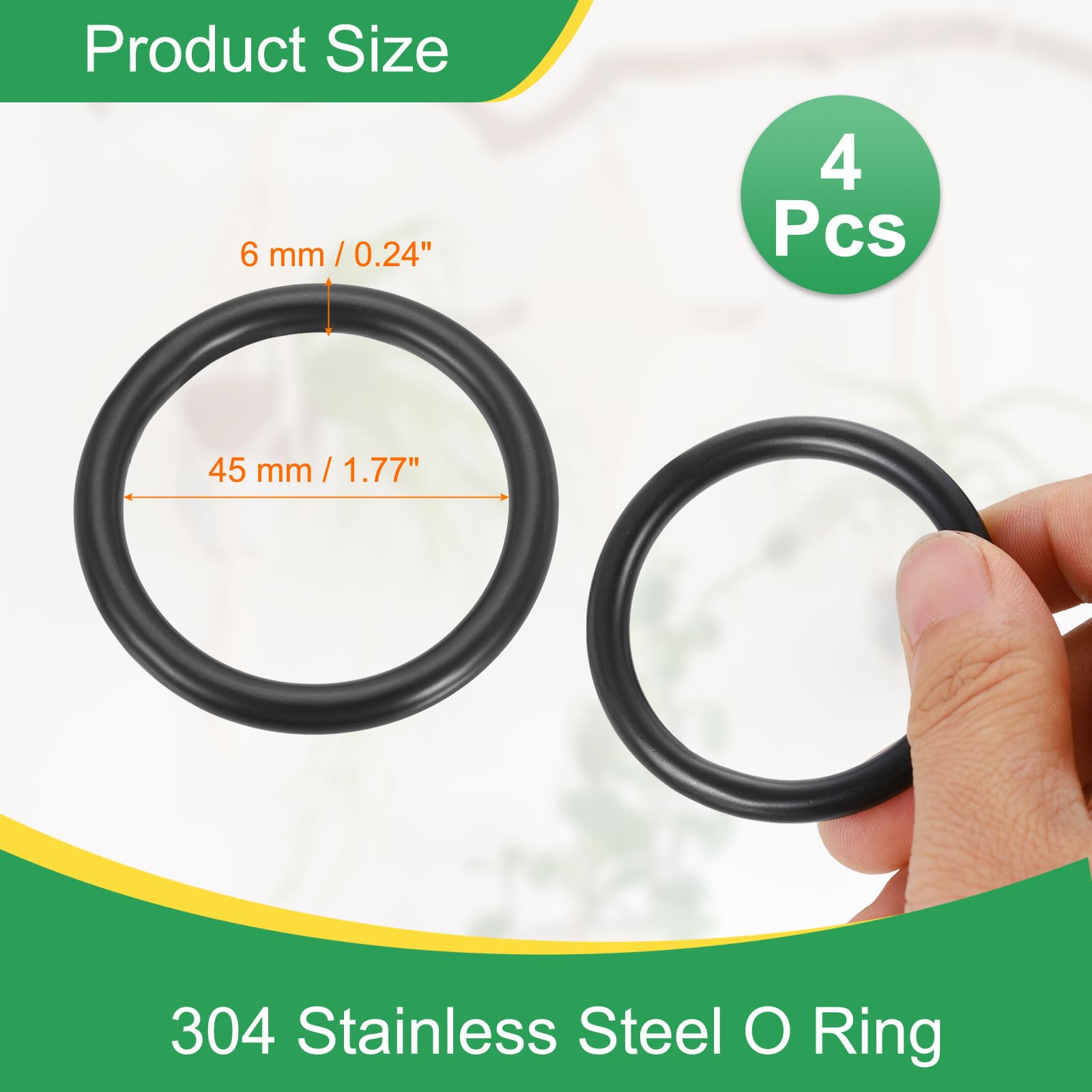 PATIKIL 1.8 Inch Anello In Metallo A O, 4 Pc Anelli In Acciaio Inox 304 Senza Saldatura Per DIY Artigianato Borsette Acchiappasogni Guinzagli Per Cani Appendipianti Da Parete, Nero