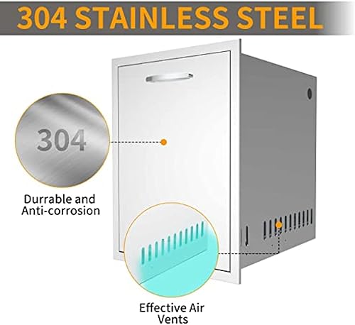 Miniatura 4 de AHLOKI Bote de basura de acero inoxidable para cocina al aire libre, puede almacenar un bote de basura comercial de 10 galones sin diseño de asa, 17