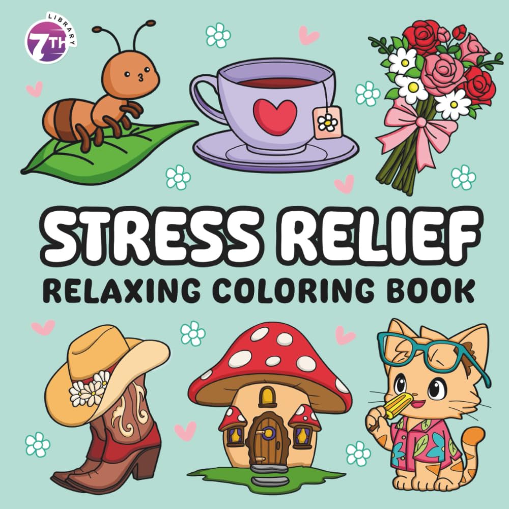 Stress Relief: Relaxing Coloring Book for Adults and Teens, Bold and Easy, Simple Designs for Mindfulness Featuring Animals, Landscapes, Patterns, ...