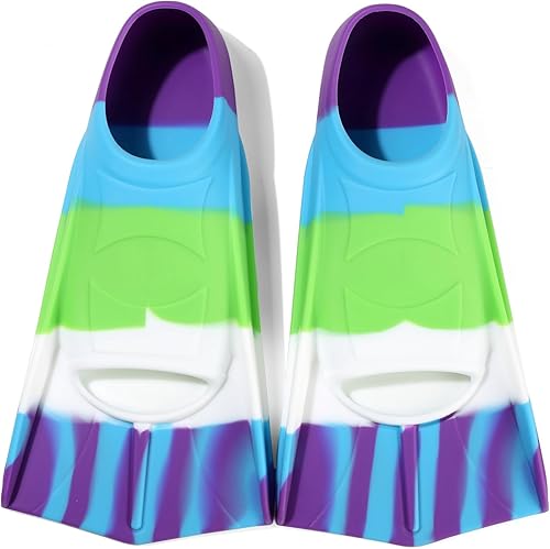 Miniatura 27 de Aletas de natación para niños, aletas cortas para niños y jóvenes, aletas de natación para entrenamiento de natación para niños, niñas, niños Azul /