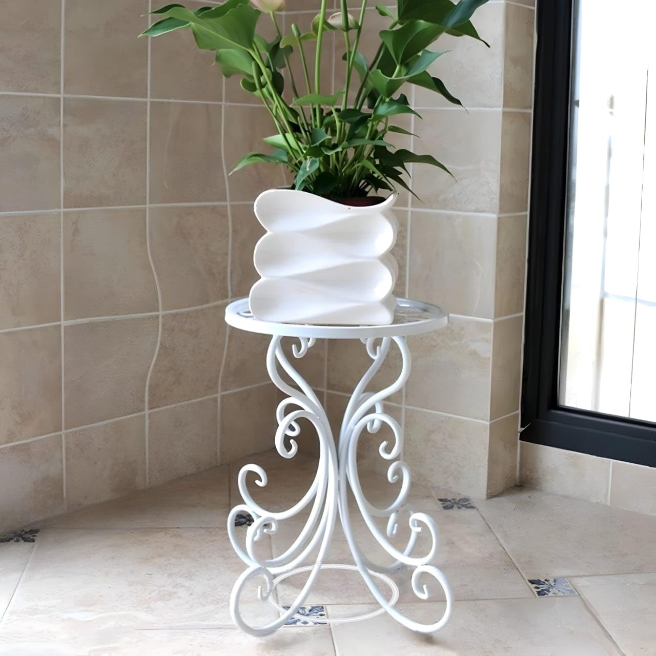VALKYRIE ART Double Basket Plant Stand vase Type Flower Pot Stand for Balcony Living Room Outdoor Indoor Plants Plant Holder Home Decor Item (White) (B0CWS4393J) Amazon Price History, Amazon Price Tracker