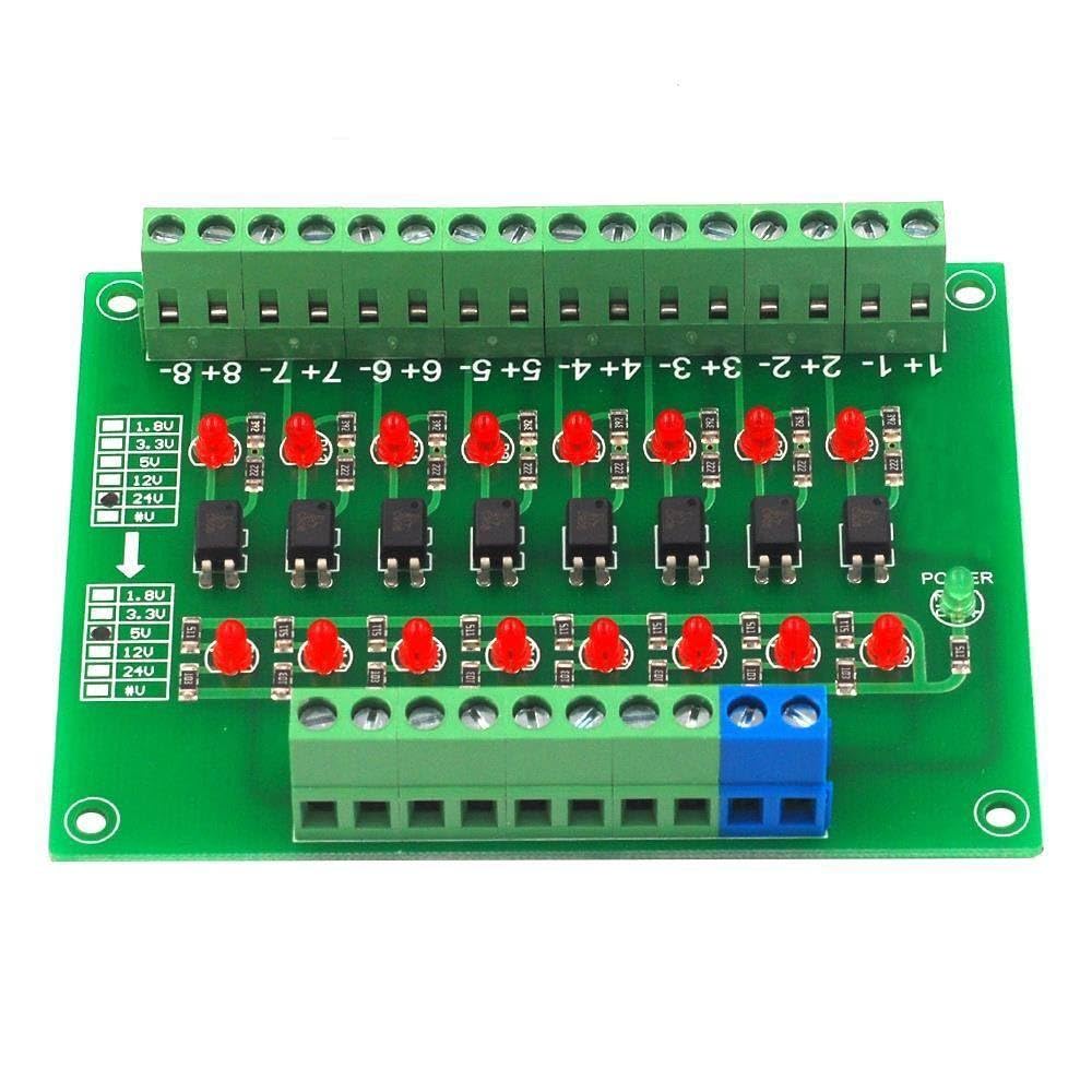 24V to 5V 8 Channel Optocoupler Isolation Board Isolated Module PLC Signal Level Voltage Converter Board 8 Bit
