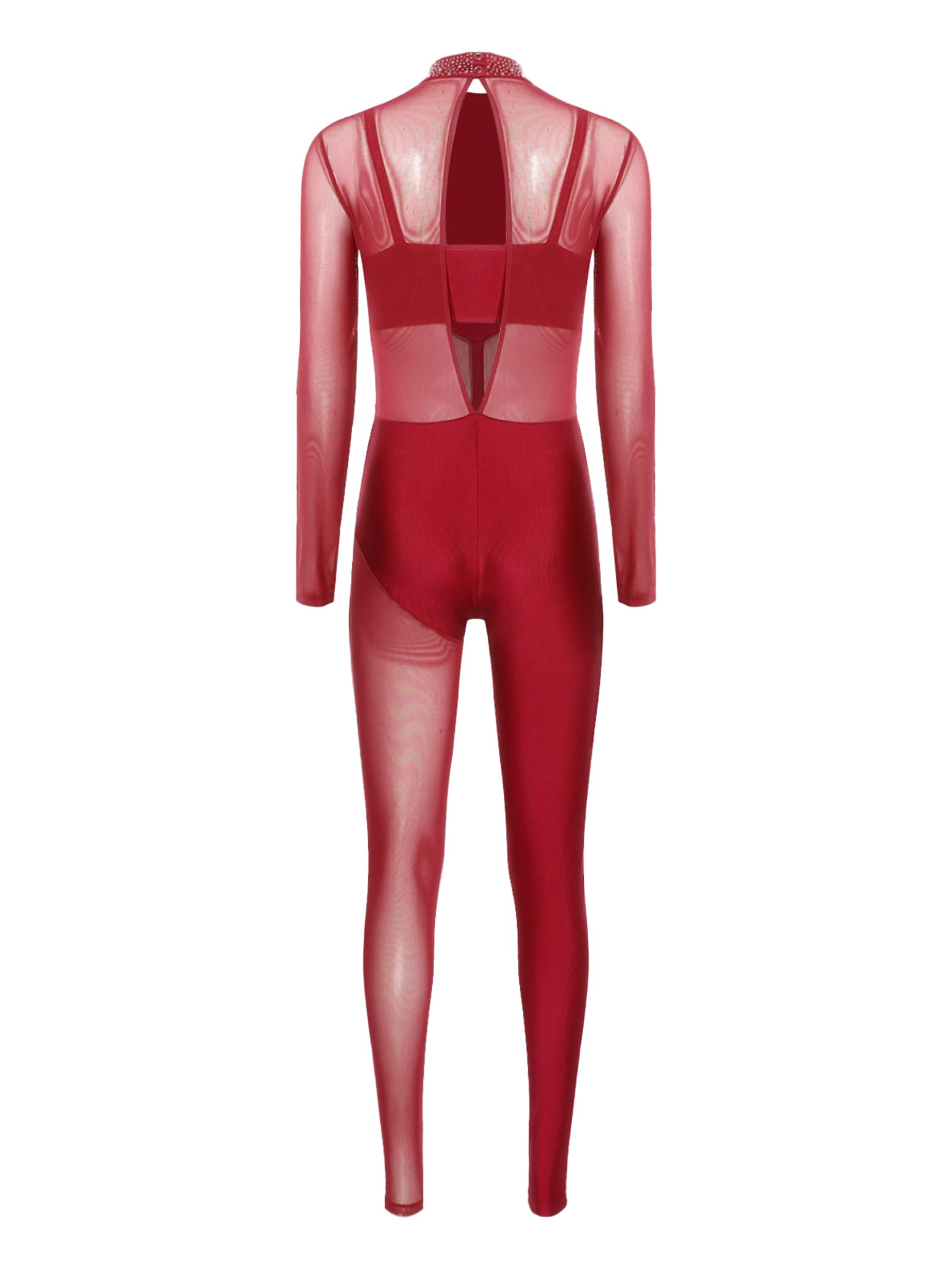 Bodies Danza para Ballet Mono de Manga Larga Maillot de Cuerpo Completo con Brillante Mono Gimnasia Ritmica Traje de Patinaje Artístico Mujer