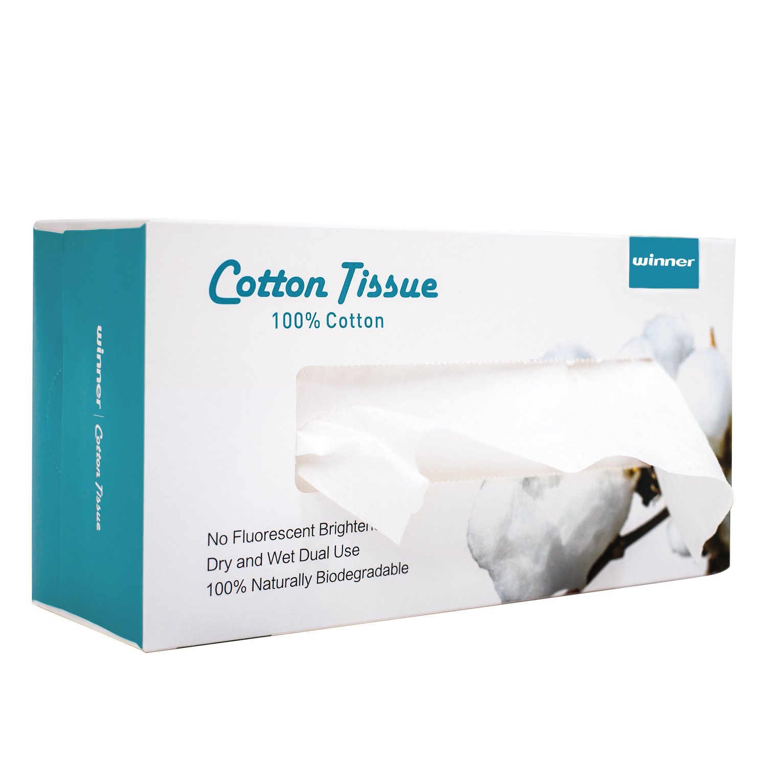 Winner Cotton Face Towels, 100% USDA Biobased Facial Towelettes, Disposable Face Towel XL, Odor-Free, Ultra Soft Makeup Remover Wipes for Sensitive Skin, Biodegradable, 100 Ct, 1 Pack