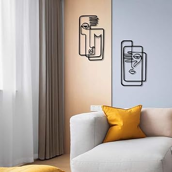 DUOOLN Metal Wall Art Minimalist Abstract Woman Wall Signs,Iron Line Drawing Decor,Female Single Line Home Hanging for Bedroom Bathroom Living Room Christmas Housewarming(StylesB -16.9 x 9.44in)