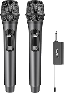 Wireless Microphones for Karaoke, Handheld Dynamic Dual Microphone System with Rechargeable Receiver(Work 6hs), for Singing, Party, Wedding, DJ, Speech (2 Packs)