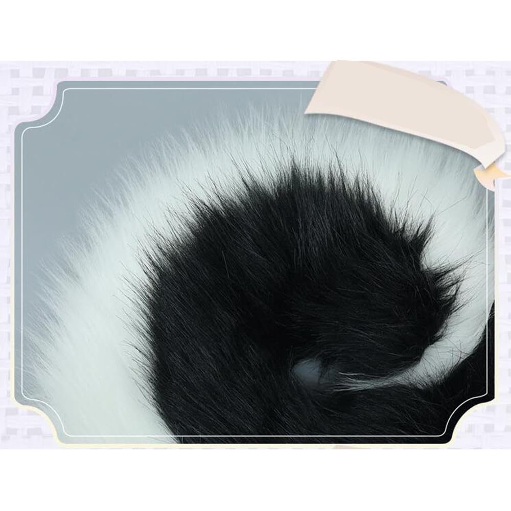 TTYAO REII Fluffy Wolf Ears and Tail Set Anime Cosplay Dog Fox Cat Ears Headband and Tail for Furry Costume Accessories: Black White