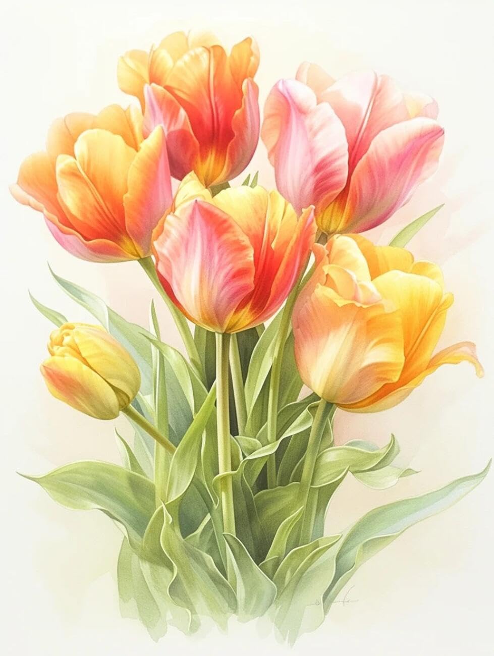 RKFLGEW 14CT Cross Stitch Kits for Adults Watercolor Flowers Cross Stitch Starter Set for Adults DIY Needlepoint Kits Embroidery Patterns Home Decoration 40x50cm
