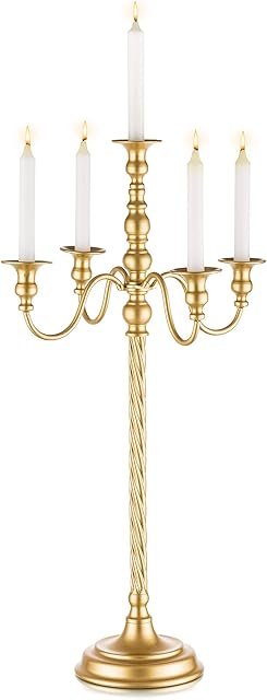 Wedding Candelabra Tall Floor Candelabras - Gold 5 Arm Candelabra Inweder 71cm Metal Spiral Candlestick Holders Antique Candle Holders for Christmas Table Centrepieces Events Ceremony Aisle Reception