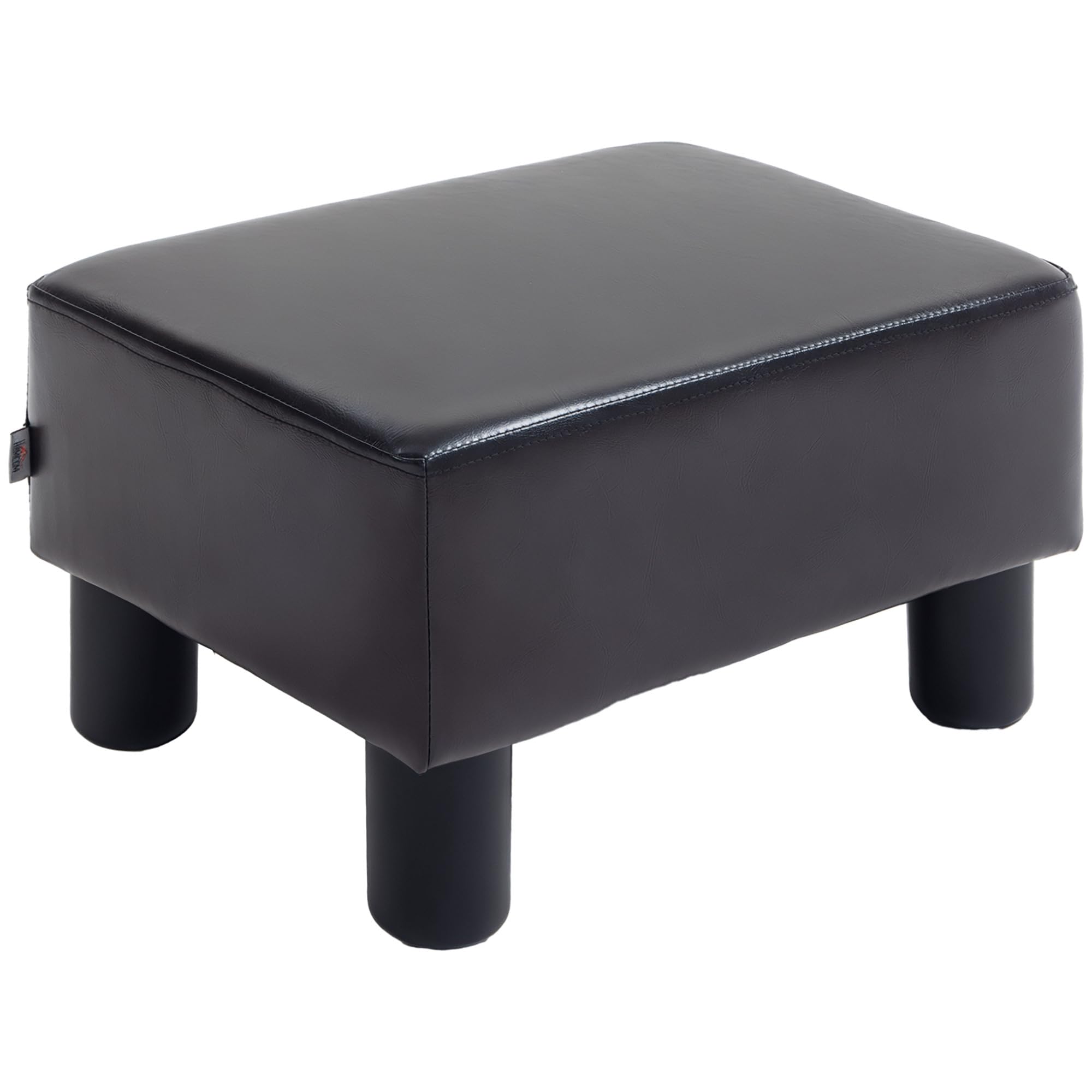 HOMCOM Faux Leather Foot Stool Footrest Small Seat Footrest Chair Ottoman Home Office with Legs 40 x 30 x 24cm, Brown — image 1
