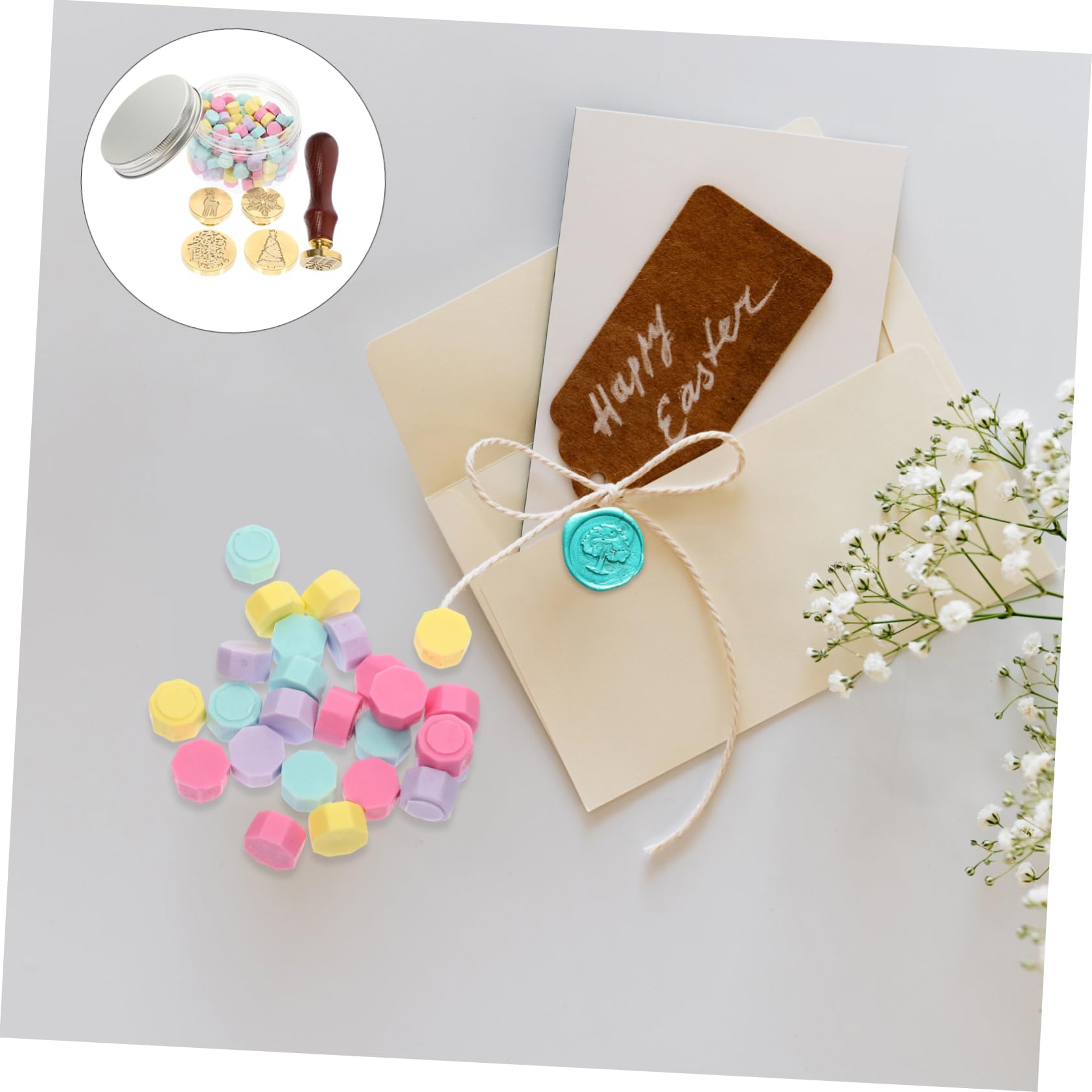 Tofficu 5sets Timbri Per Ceralacca Design Natalizio Retro Decorazioni e Scrapbooking Include Chicchi Ceralacca e Removibili