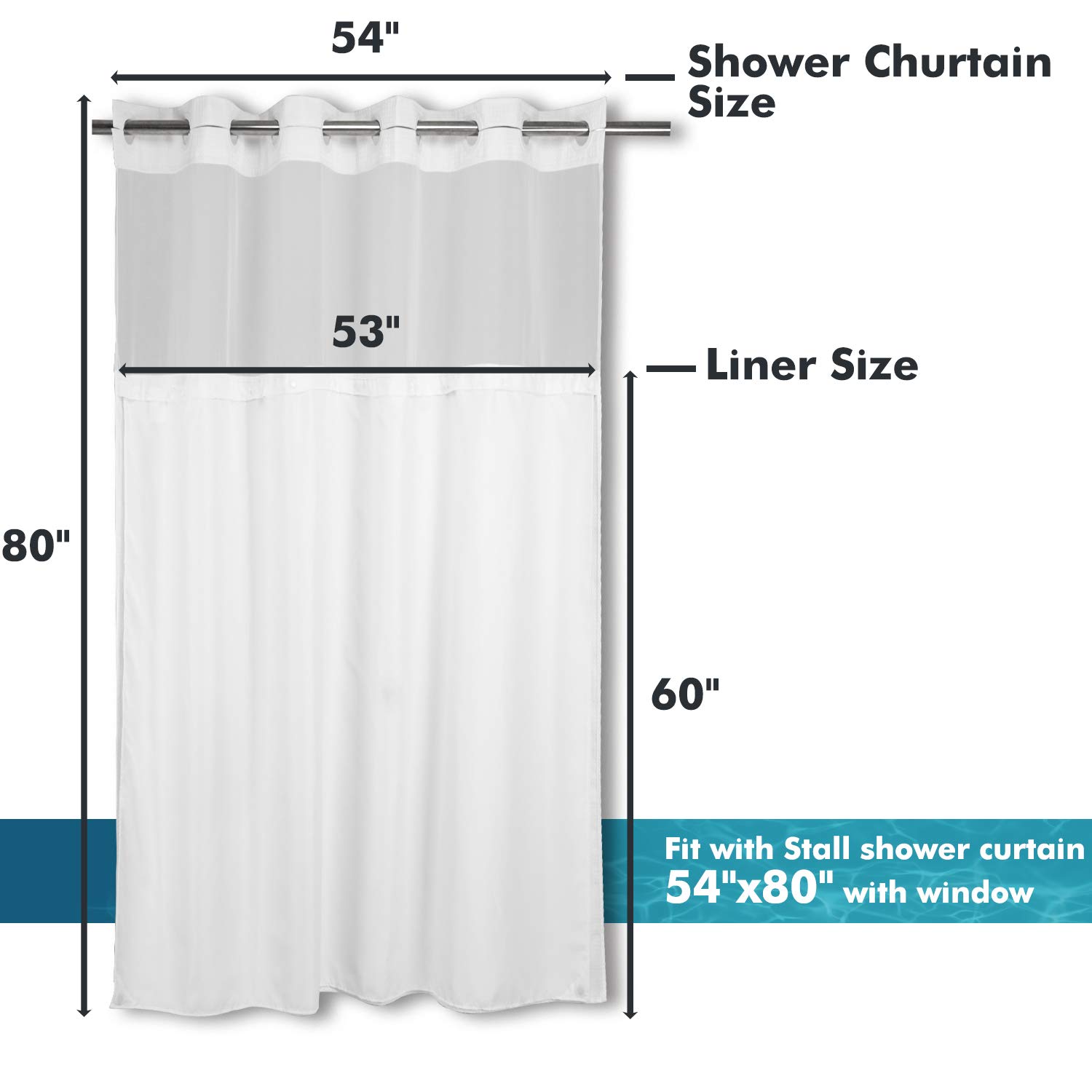 Shower Curtain Measurements Shower Curtain Liner Heavy Duty Magnetic