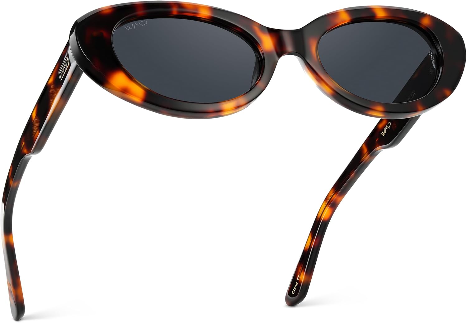 WearMe Pro - Women's Polarized Cat-Eye Sunglasses, Oval Lenses, Thick Rounded Frame, 5-Barrel Hinges, Hand-Polished Design