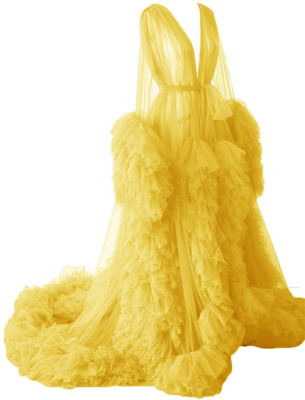 Dressing Gown for Maternity Photoshoot Perspective Sheer Long Robe Puffy Tulle Robe Sheer — view 34