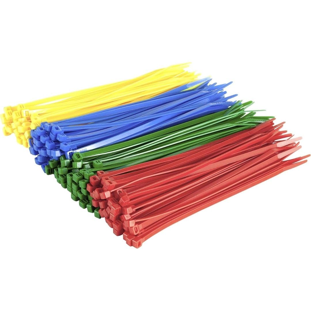 GTSE 12 Inch Colored Ties, 200 Pack, 50lb Strength, UV Resistant Long Nylon Cable Ties, Self-Locking 12" Tie Wraps