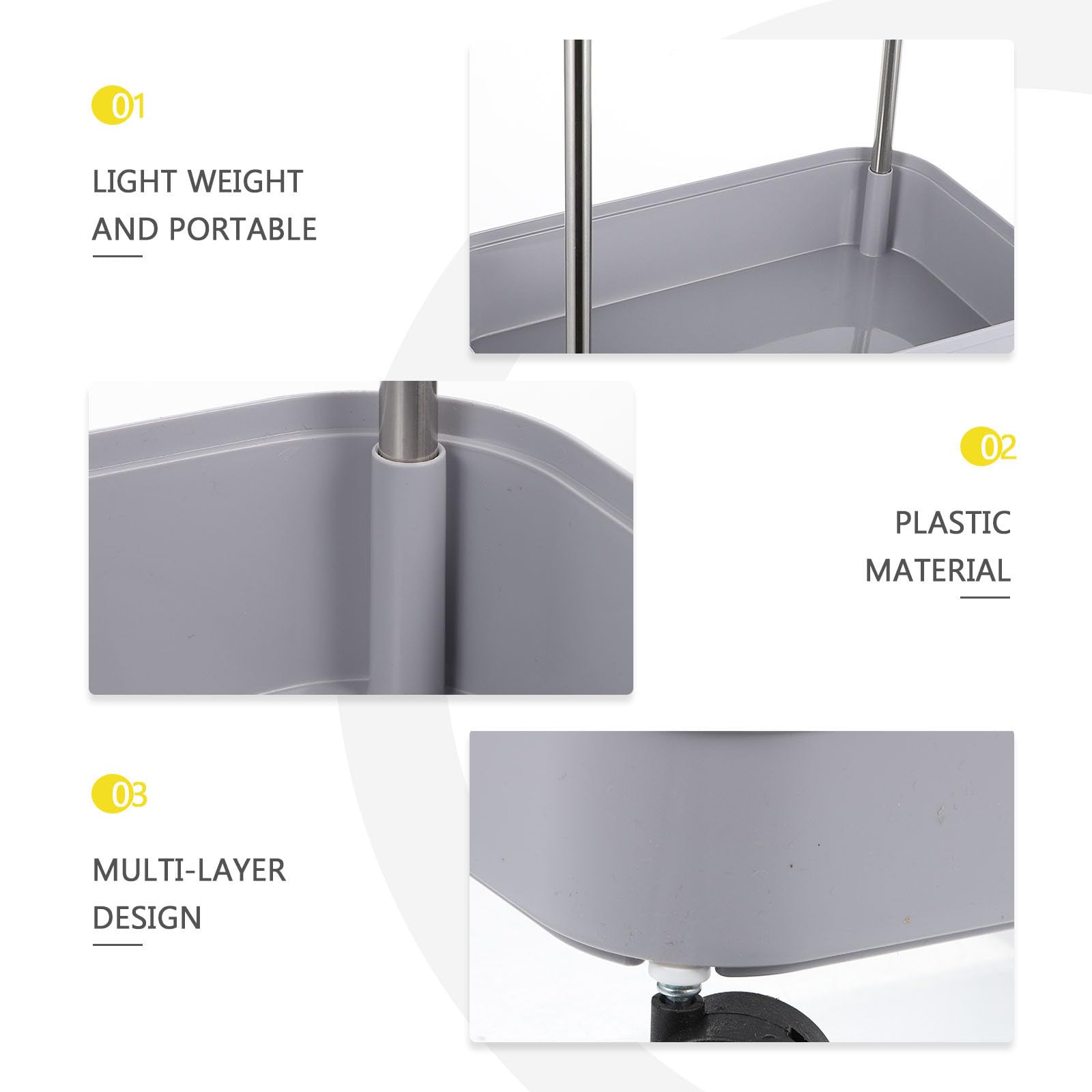 Scaffale da Cucina Multifunzione in Plastica Leggero e Stabile Design Multistrato, Carrello Mobile per Organizzare Utensili e Bottiglie in Soggiorno o Camera