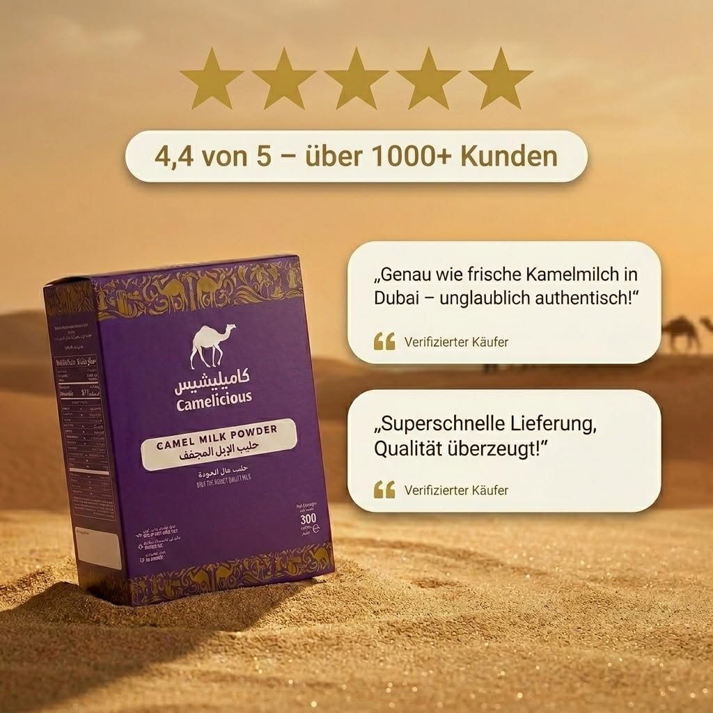 1200g de leche de camello en polvo original (de Dubái, 4x300g) - GARANTÍA DEL MEJOR PRECIO - Cura de bebida - Leche de camello en polvo (4x300g)