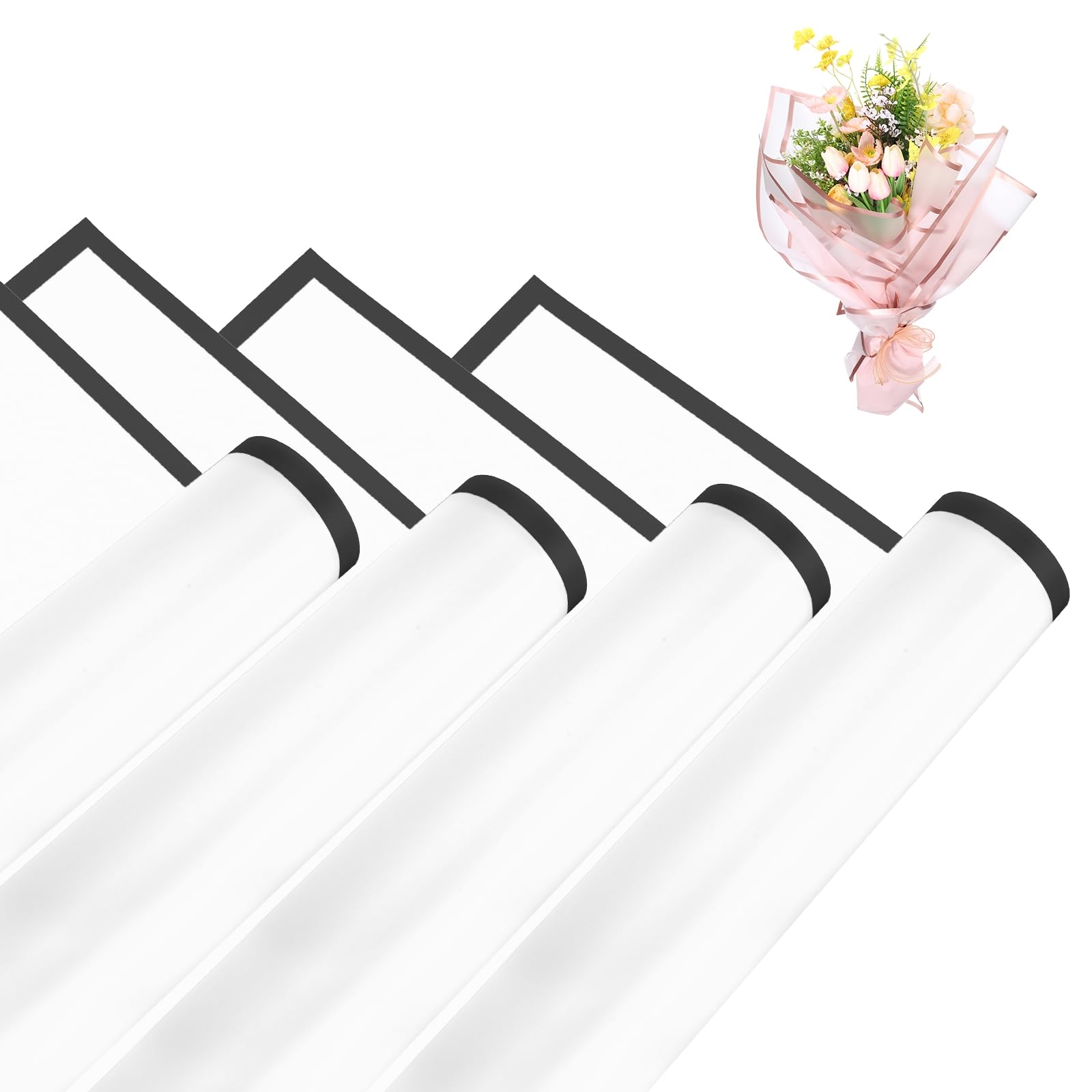 sourcing map Flower Bouquet Wrapping Paper, 56cm/22 Inch Waterproof Floral Wrapping Paper for Flower Bouquet DIY Gift, Wedding, Birthdays, Valentine's Day, Pack of 20(White)