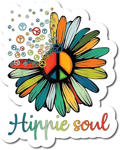 Hippie Soul Peace Sign Sunflower |Great Gift Idea|Single |5 Inch Magnet | Made in The USA | Car Auto Tool Box RefrigeratorMagnet|MAGS11002