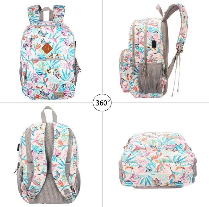 Miniatura 6 de KEOFID Mochila clásica para laptop para hombres y mujeres, antirrobo con carga USB, resistente al agua, compartimento para laptop de 15.6 pulgadas,