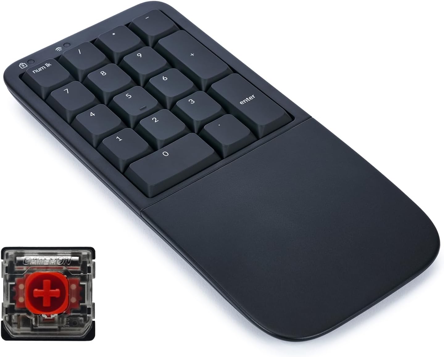 KINESIS Mechanical Keypad LP Numeric 10-Key for Mac & PC | Wired & Wireless Mode | Quiet Linear Mechanical Switches | Programmable | Ergonomic Palm Support | Backlit