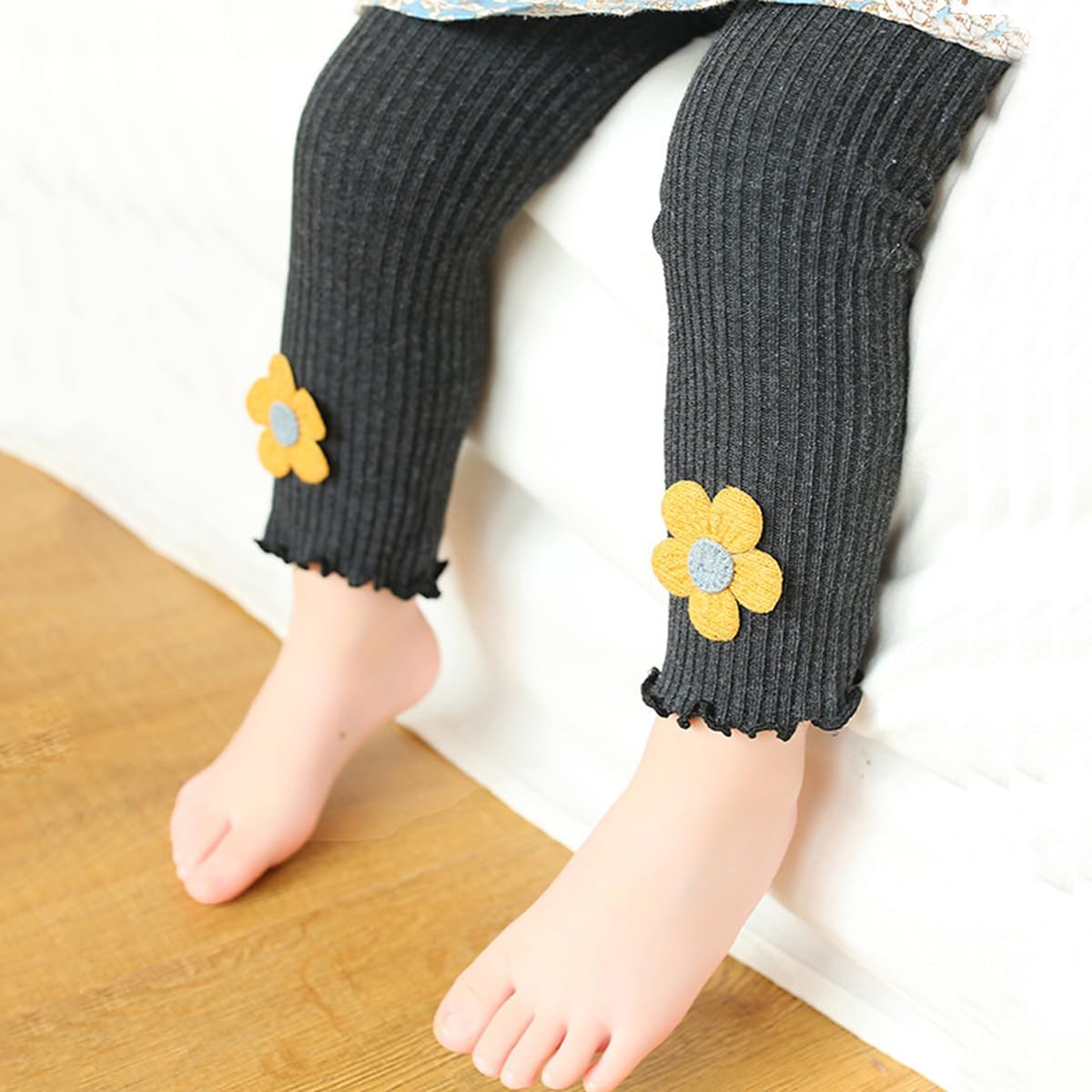 4 Pack Baby Girl Leggings Litter Girls Ribbed Leggings Footless Tights Cute Ankle Length Pants for Infant Kids - Image 4