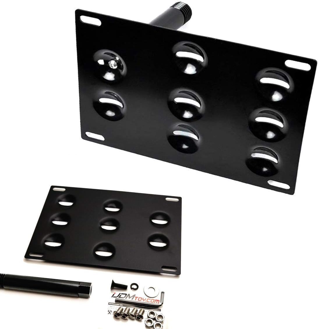 iJDMTOY No Drill Front Bumper Tow Hook License Plate Mounting Bracket Adapter Kit Compatible With BMW F30 F31 F32 F34 F10 G30 G31 3 4 5 Series E84 X1 etc