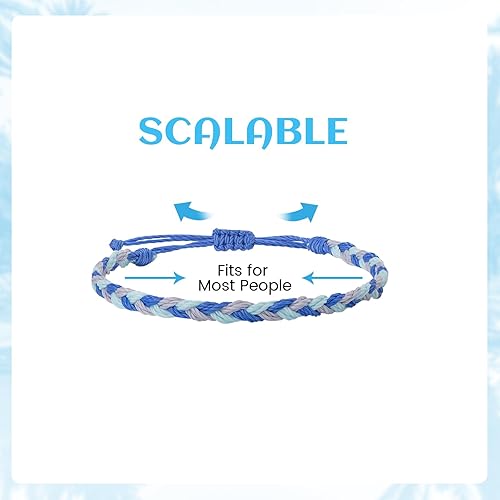 Miniatura 7 de Pulseras de playa boho surfistas, tobilleras ajustables con cuentas, pulseras trenzadas hippies hechas a mano, impermeables, pulseras de cuerda y