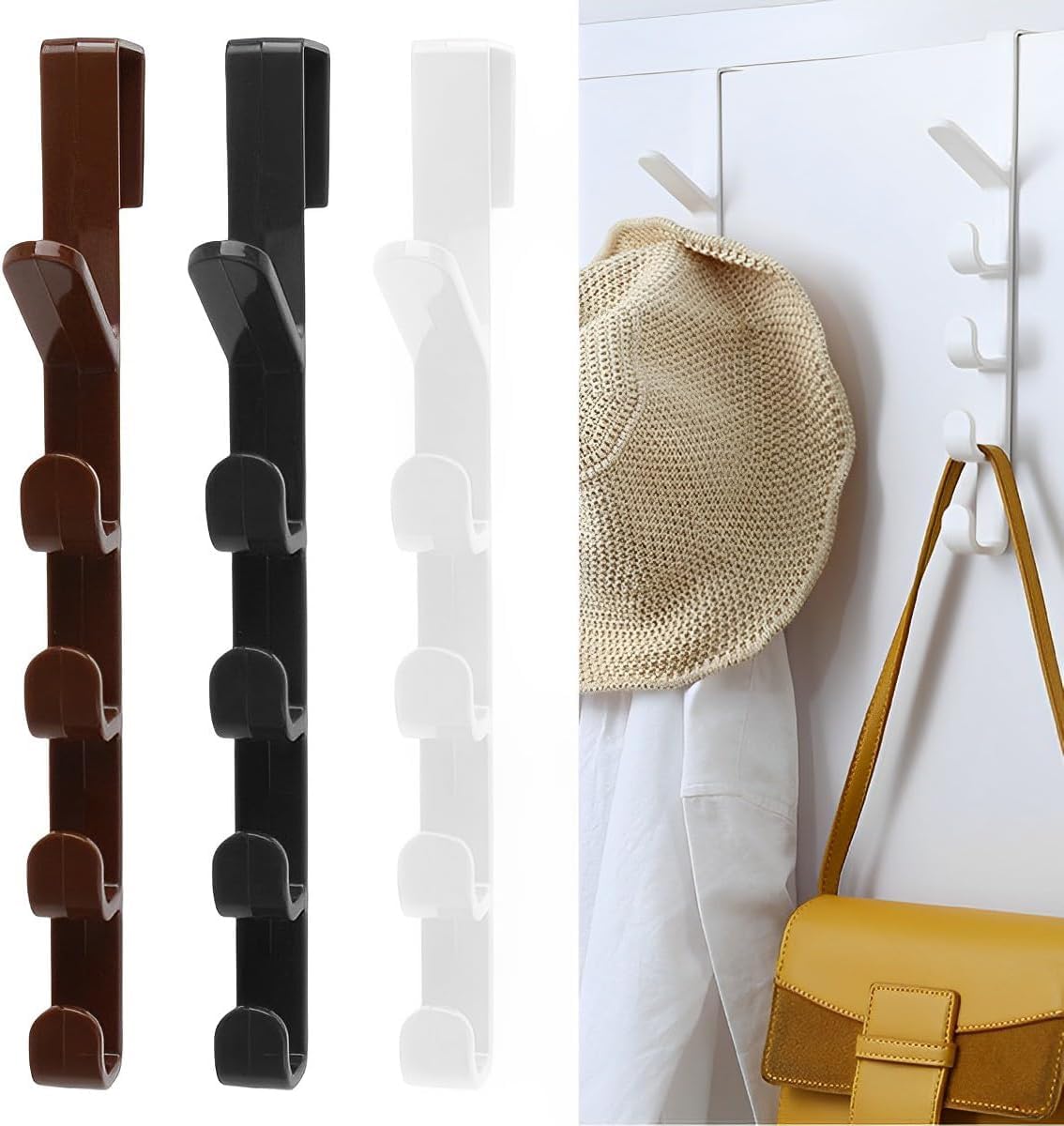 Praha Plastic 5 Slot Door Hook Hanger Over The Door Organizer Hooks Hats Hanger, Purse Organizer Vertical Hanging Coat Organizer Rack for Backpack Towel and Hangers, (Multicolour) (2 PCs) (B0D81ZLG8J) Amazon Price History, Amazon Price Tracker