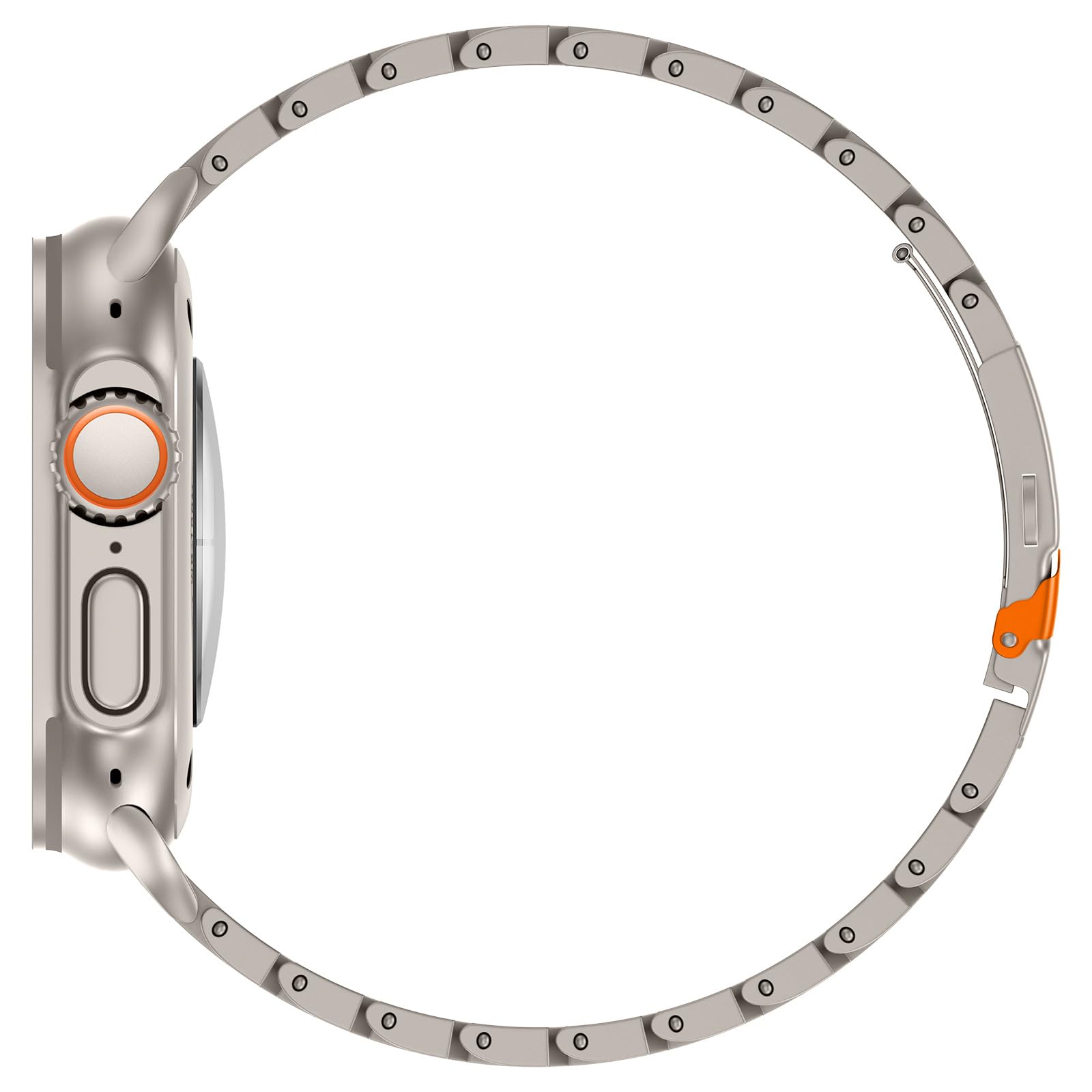 Bracelet de montre en titane compatible avec Apple Watch Ultra 2/1 49 mm, 45 mm, 44 mm, 42 mm - Bracelet à maillons métalliques de qualité aérospatiale avec fermoir de sécurité et outil de