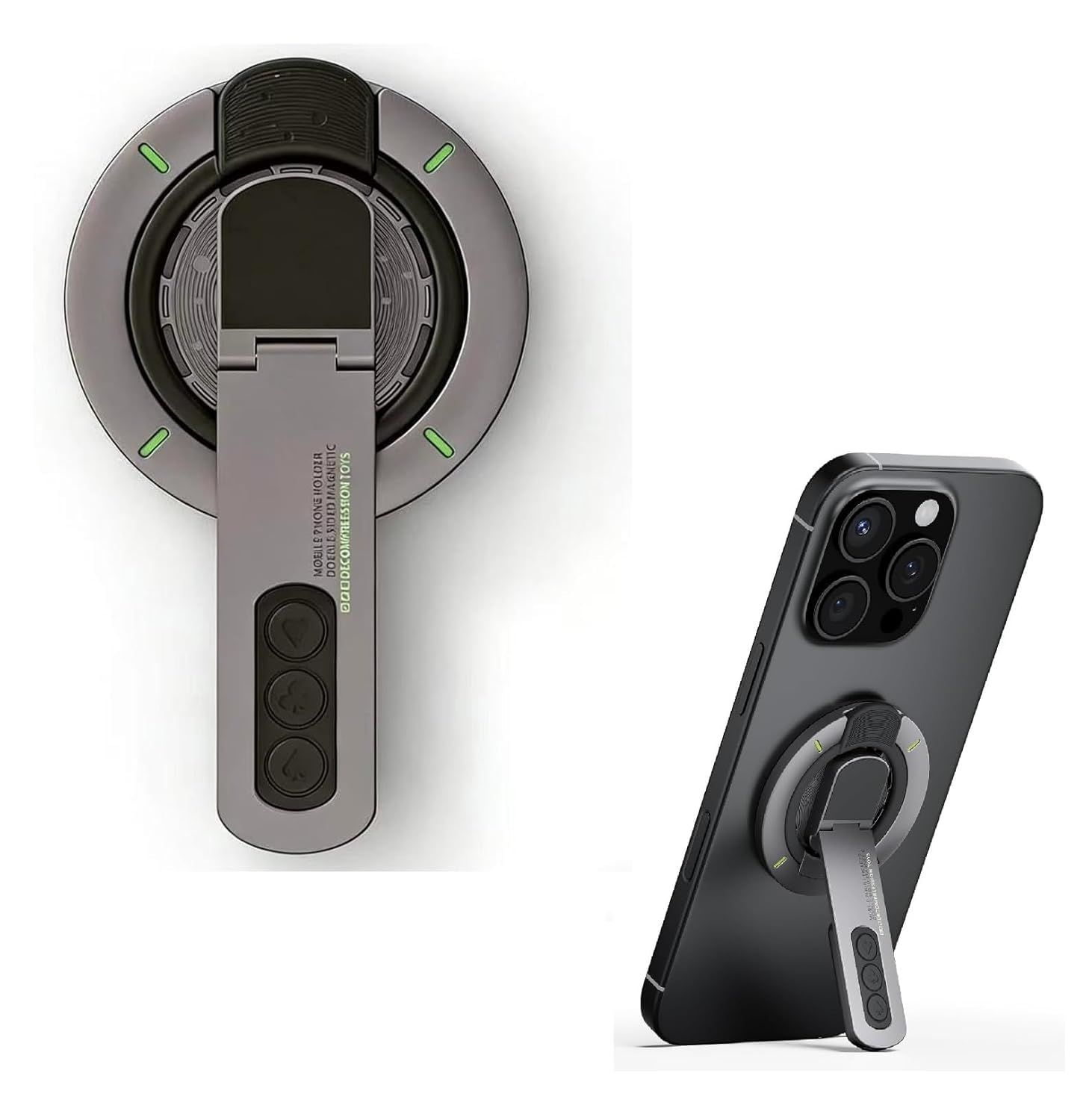 Phone Grip for Magsafe iPhone Strap Holder 360°Roration Phone Kickstand Silicone Finger Ring Innovative Pressure-Relief Damping Hinge Design with Magnet Ring Compatible All Phones (Black)-image-8