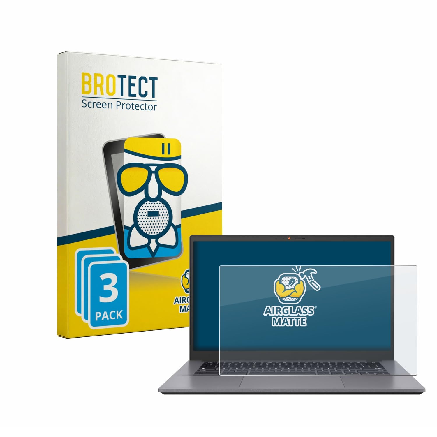 brotect 3 Pezzi Pellicola Vetro per ASUS Chromebook CX3402 | Opaca Protezione Schermo Made in Germany, Anti-Riflesso Durezza 9H Anti-Graffio