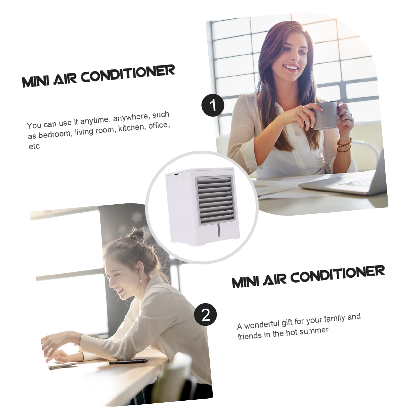 Homoyoyo Mini Aire Acondicionado Portátil USB de Sobremesa Blanco 470ml | Ventilador USB Portatil, Ventilador de Refrigeración Usb, Celebracion Verano