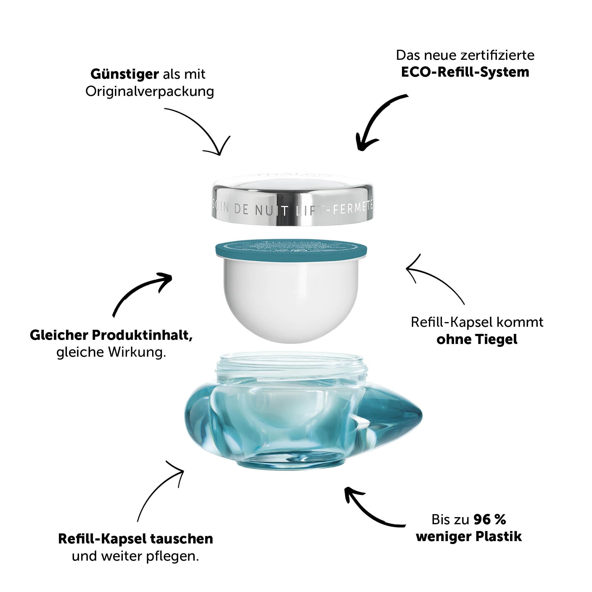 Thalgo Refill Nachtcreme mit Lifting Effekt, 50 ml, Silizium Lift