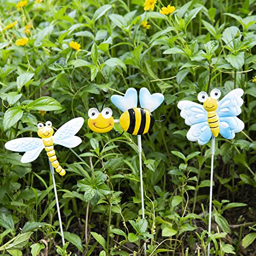 Hofriyo Butterfly Flower Garden Stake Decor Metal Hummingbird Yard Art Decorations Dragonfly Flowers Wall Ornaments Outdoor Spring Lawn Pathway Decorations #TOP4